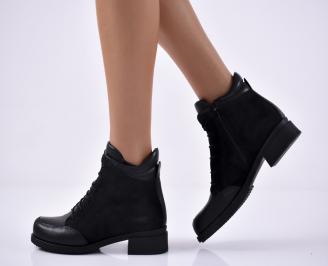 Дамски ежедневни  боти  естествена кожа черни
