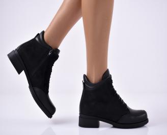 Дамски ежедневни  боти  естествена кожа черни