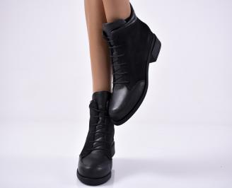 Дамски ежедневни  боти  естествена кожа черни