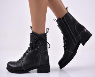 Дамски ежедневни  боти  естествена кожа черни