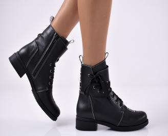 Дамски ежедневни  боти  естествена кожа черни