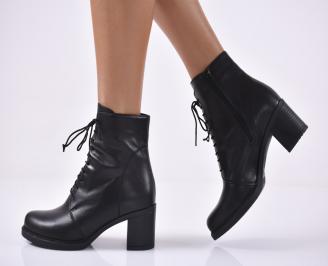 Дамски ежедневни  боти  естествена кожа черни