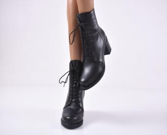 Дамски ежедневни  боти  естествена кожа черни