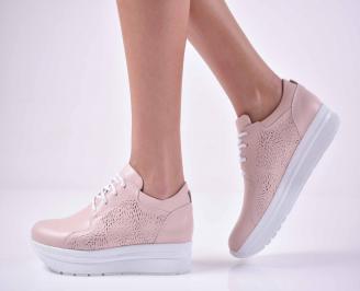 Дамски сникърси  естествена кожа пудра EOBUVKIBG