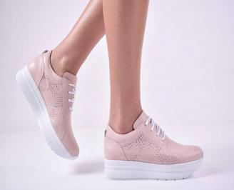 Дамски сникърси  естествена кожа пудра EOBUVKIBG