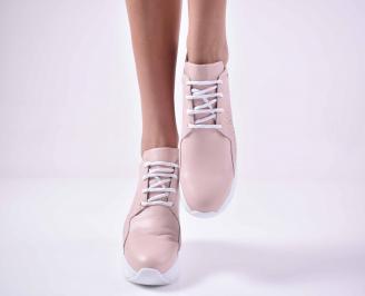 Дамски сникърси  естествена кожа пудра EOBUVKIBG