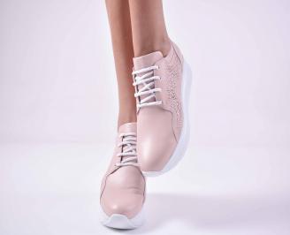 Дамски сникърси  естествена кожа пудра EOBUVKIBG