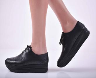 Дамски сникърси  естествена кожа черни EOBUVKIBG