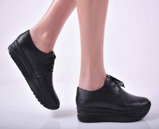 Дамски сникърси  естествена кожа черни EOBUVKIBG