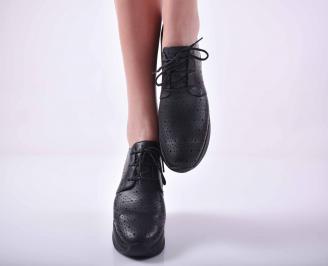 Дамски сникърси  естествена кожа черни EOBUVKIBG