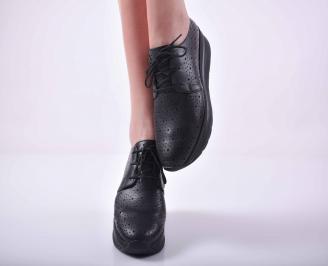 Дамски сникърси  естествена кожа черни EOBUVKIBG