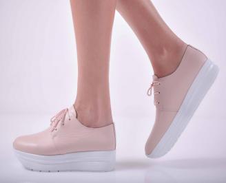 Дамски сникърси  естествена кожа пудра EOBUVKIBG