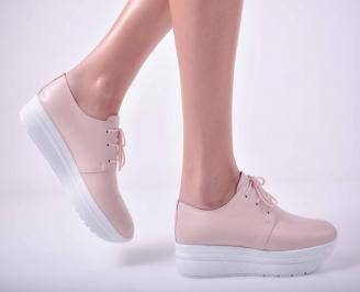 Дамски сникърси  естествена кожа пудра EOBUVKIBG