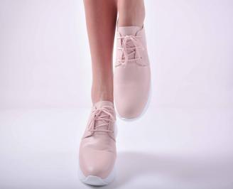 Дамски сникърси  естествена кожа пудра EOBUVKIBG