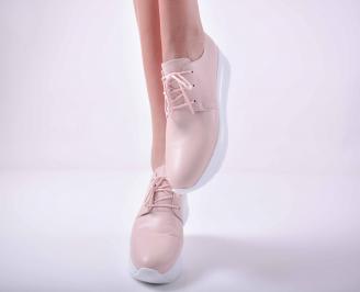 Дамски сникърси  естествена кожа пудра EOBUVKIBG