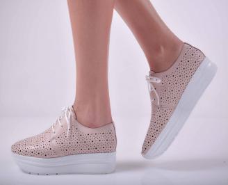 Дамски сникърси  естествена кожа пудра EOBUVKIBG