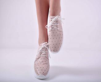 Дамски сникърси  естествена кожа пудра EOBUVKIBG