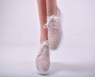 Дамски сникърси  естествена кожа пудра EOBUVKIBG