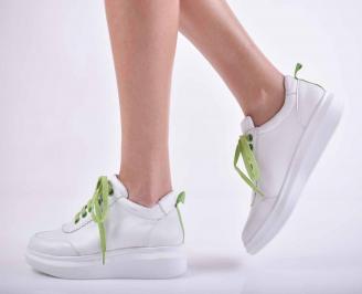 Дамски сникърси естествена кожа бели EOBUVKIBG