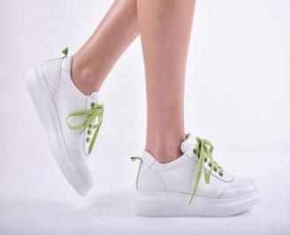 Дамски сникърси естествена кожа бели EOBUVKIBG