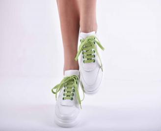 Дамски сникърси естествена кожа бели EOBUVKIBG