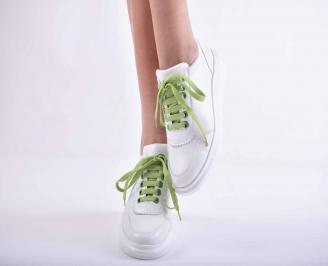 Дамски сникърси естествена кожа бели EOBUVKIBG