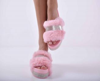 Дамски равни чехли пудра EOBUVKIBG