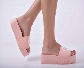 Дамски равни чехли пудра EOBUVKIBG