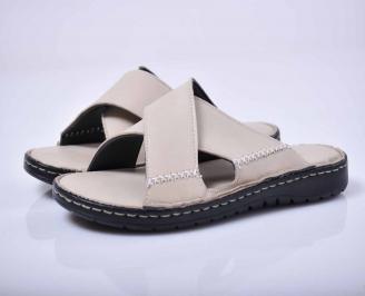 Мъжки чехли естествена кожа бежови