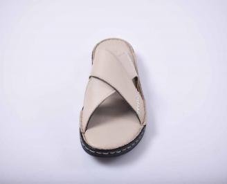 Мъжки чехли естествена кожа бежови