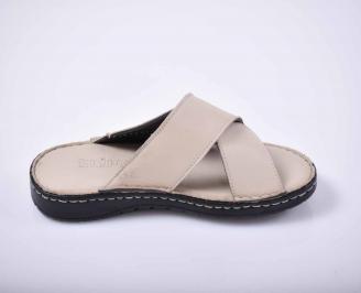 Мъжки чехли естествена кожа бежови