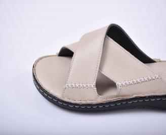 Мъжки чехли естествена кожа бежови