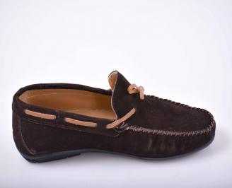 Мъжки спортно елегантни обувки  естествен велур кафяви