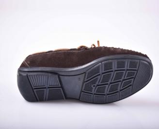 Мъжки спортно елегантни обувки  естествен велур кафяви