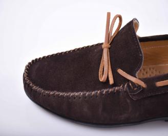 Мъжки спортно елегантни обувки  естествен велур кафяви