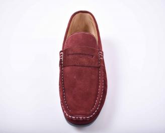 Мъжки спортно елегантни обувки  естествен велур бордо