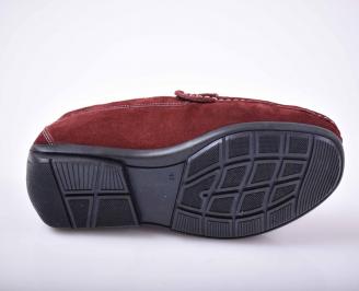 Мъжки спортно елегантни обувки  естествен велур бордо