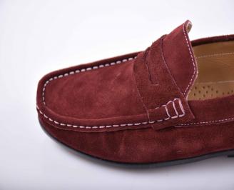 Мъжки спортно елегантни обувки  естествен велур бордо