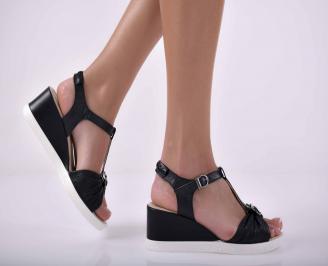 Сандали на платформа естествена кожа черни EOBUVKIBG