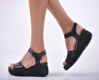 Сандали на платформа естествена кожа черни EOBUVKIBG