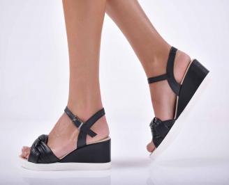 Сандали на платформа естествена кожа черни EOBUVKIBG