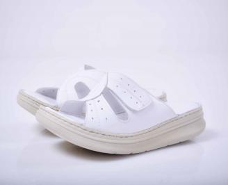 Дамски чехли гигант естествена кожа бели EOBUVKIBG