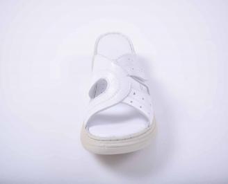 Дамски чехли гигант естествена кожа бели EOBUVKIBG