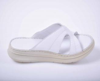 Дамски чехли гигант естествена кожа бели EOBUVKIBG