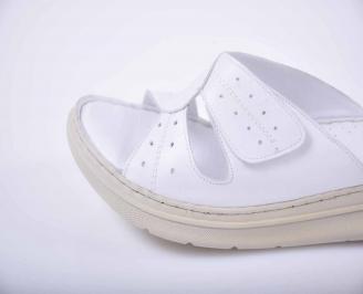 Дамски чехли гигант естествена кожа бели EOBUVKIBG