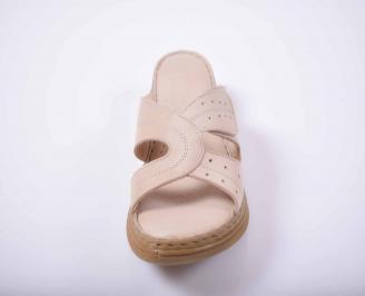 Дамски чехли гигант естествена кожа бежови EOBUVKIBG