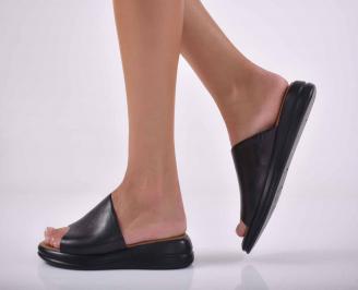 Дамски  чехли естествена кожа черни  EOBUVKIBG