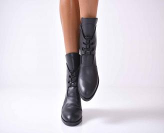 Дамски ежедневни  боти  естествена кожа черни  EOBUVKIBG