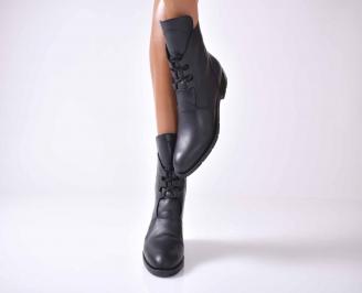 Дамски ежедневни  боти  естествена кожа черни  EOBUVKIBG