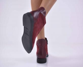 Дамски ежедневни боти  естествена кожа бордо  EOBUVKIBG
